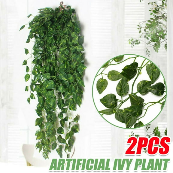 GOTGELIF 2 Pack 39" Fake Ivy Vines,Artificial Hanging Green Ivy Plant,Silk Leaves Greenery Garland
