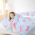 thumbnail image 3 of Manfei Pink Blue Gingham Bow Full Size Comforter Sets for Girls, Cute Ribbon Bows Bedding Sets, Polkadot Reversible, 3-Piece, 3 of 6