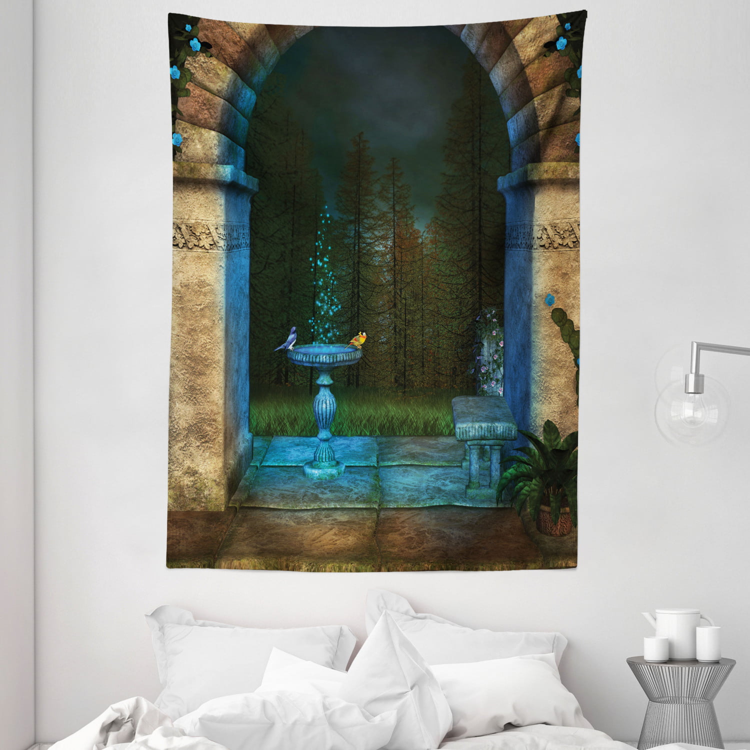 Horror Gothic Red Forest Tapestry Wall Hanging for Living Room Bedroom Artwork 