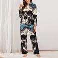 thumbnail image 2 of Sikiie Bow Flower Skull Women's Long-Sleeve Shirt and Full-Length Bottom Pajama Set (s-xxl)-Large, 2 of 7