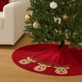 thumbnail image 2 of Reindeer Trio Games 100% Cotton Red Christmas Tree Skirt 51", 2 of 4