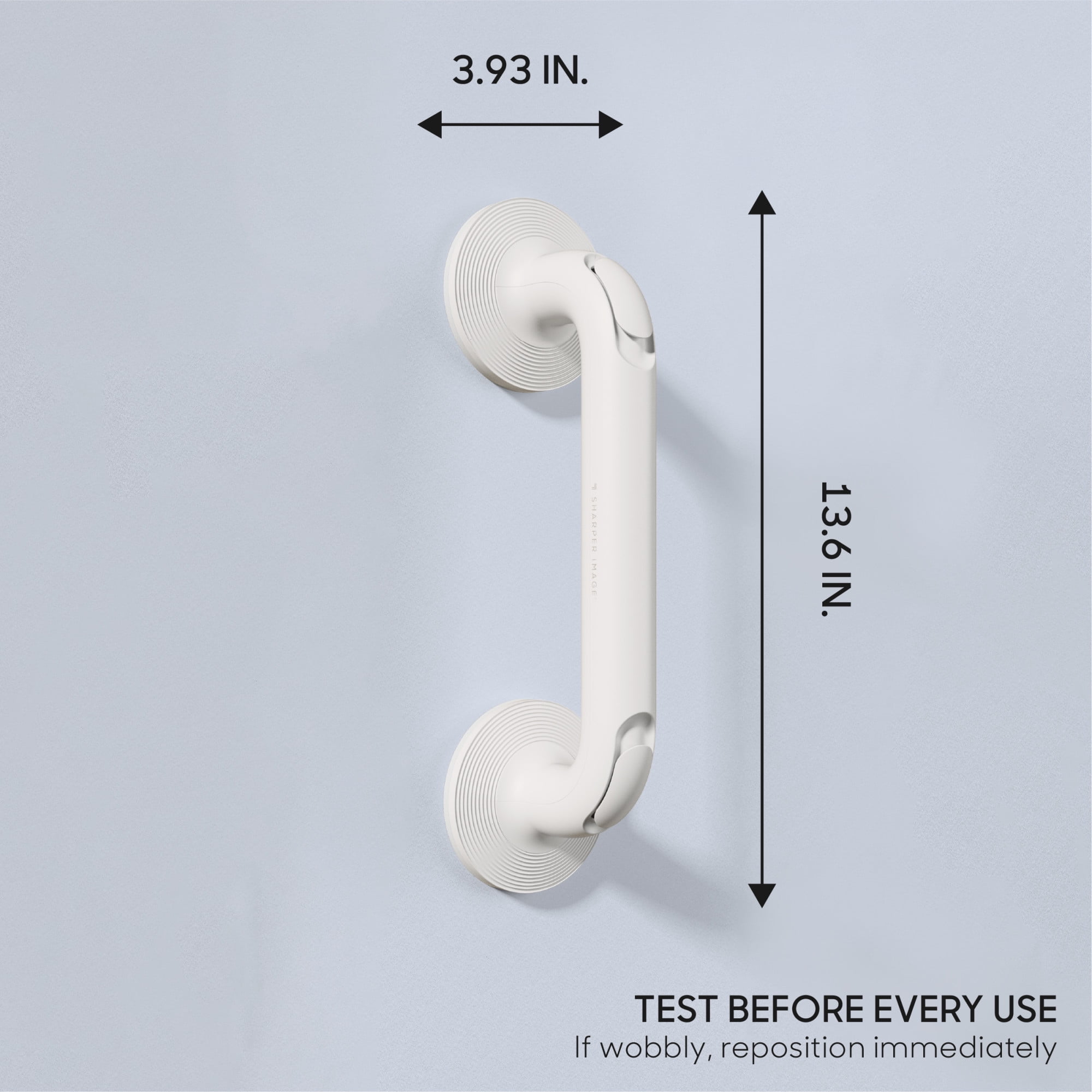 Sharper Image Deluxe Grip Bar, 13.6 in Suction Cup Bath Grab Bar with Secure Lock, Toolless Installation