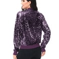 thumbnail image 4 of Womens Long Sleeve Sequin Front Zip Jacket Long Sleeve Ribbed Cuffs Outerwear Tops, 4 of 5
