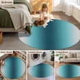 thumbnail image 5 of Round Area Rugs Collection 8 Ft, Turquoise Grey Ombre Non-Slip Residential Carpet, Farmhouse Gradient Minimalist Indoor Crawling Mats Runner Rugs for Living Room/Dining Room/Bedroom, 5 of 8