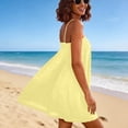 thumbnail image 6 of MOJOGO Mini Dresses for Women Smocked Sleeveless Swing Dress with Cami Strap Summer Beach Vacation Outfits Yellow M, 6 of 9