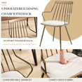 thumbnail image 5 of Guyou Metal Dining Chairs Set of 2, Mid-Century Modern Upholstered Linen Kitchen Chairs with Antique Copper Spindle Back and Armrests for Dining Room/Restaurant, Beige, 5 of 7