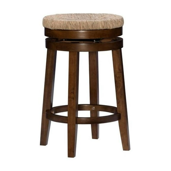 Pemberly Row Transitional 25" Wood Swivel Counter Stool in Walnut Brown