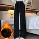 thumbnail image 2 of LLYwey Fleece Lined Leggings Women Deals Clearance Plush and Thickened Ladies Solid Color Wide Leg Pants Loose Casual Sanitary Pants Straight Tube Plus Size Long Pants New Winter Pants Black L, 2 of 6