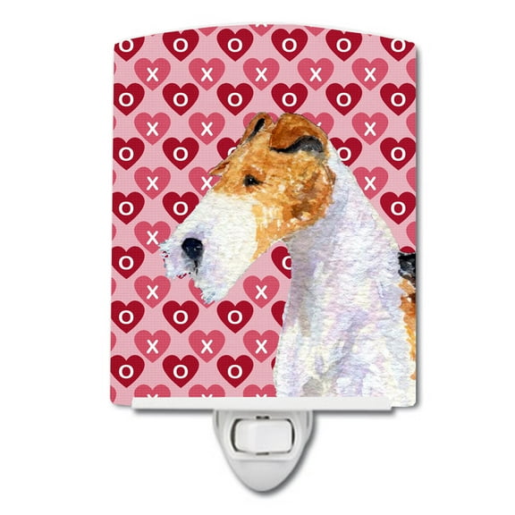 Fox Terrier Hearts Love Valentine's Ceramic Night Light