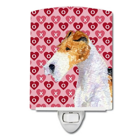 

Caroline s Treasures SS4478CNL Fox Terrier Hearts Love and Valentine s Day Portrait Ceramic Night Light 6x4x3