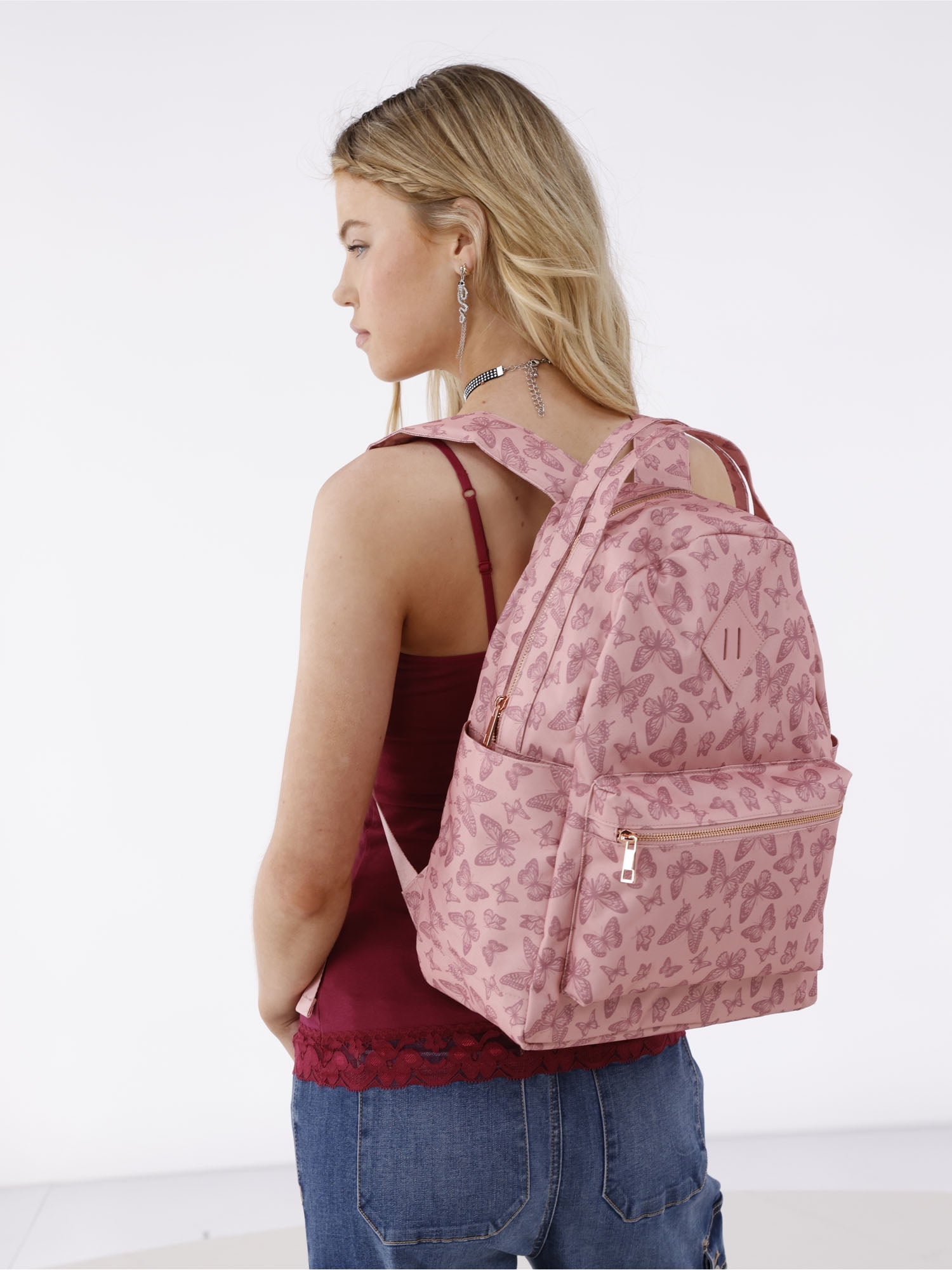 No Boundaries Women's Dome Backpack, Rose Butterfly