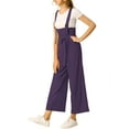 thumbnail image 5 of INSPIRE CHIC Women's Button Front High Waist Belted Straight Fit Overall Jumpsuit S Dark Purple, 5 of 8