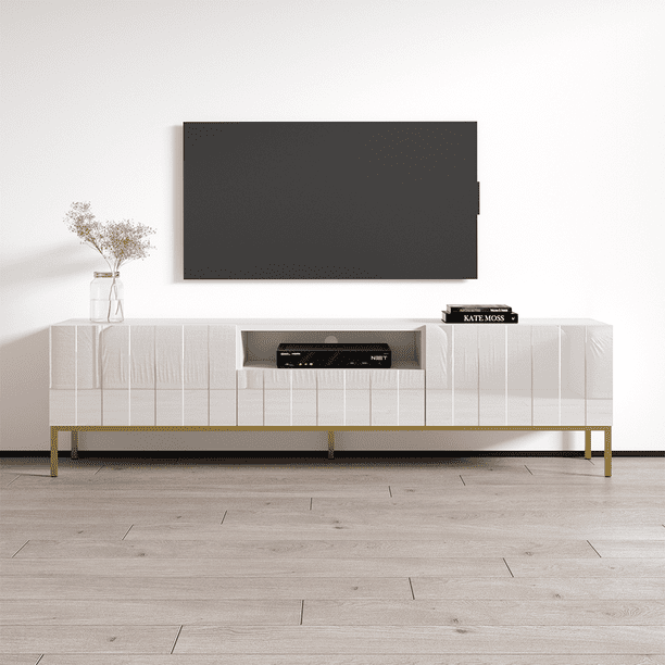 Elegante 01 TV Stand for TVs up to 85", Mid-Century Modern High Gloss