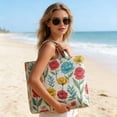 thumbnail image 4 of BotaniNest Quilted Tote Lightweight Travel Purse Shoulder Tote For Shopping Grocery & Beach Horizontal Version Vertical Version (4 Styles), 4 of 5