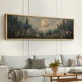 thumbnail image 2 of Large Framed Canvas Print Enchanted Forest MoonlightWall Art Decorative Ready to Hang Painting for Living room Bedroom 60x20 inches Natural Frame, 2 of 7