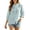 Blue, variant on Y-Sunset Women Floral Embroidered Cotton Linen Blouse, Mandarin Collar 3/4 Puff Sleeve Button Down Shirt, Summer Boho Casual Going Out Top(Beige/L)