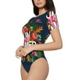 thumbnail image 2 of The Xecao Summer Birds and Flowers Women's Crew Neck Body Suit, a short-sleeved bodysuit and basic swimsuit, both comfort and style for dating and daily life, 2 of 9