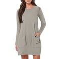 thumbnail image 2 of Robe Grande Taille pour Femmes 2025 Automne Été Tendance Décontractée Ample à Manches Longues à Col Rond Longueur Genou avec Poches, 2 of 6