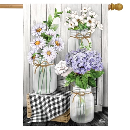 Briarwood Lane Checkered Mason Jars Spring House Flag