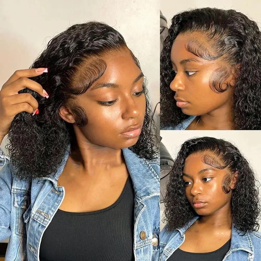 Brazilian Human Hair Pre Plucked Water Wave Side Part Lace Front Wigs
