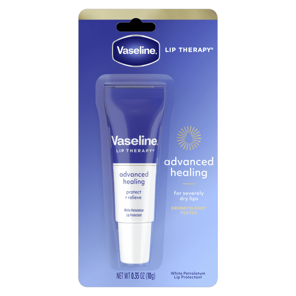 Vaseline Lip Therapy Lip Balm Tube For Healthier Looking Lips Advanced Healing Moisturizer For Dry Lips, 0.35 oz
