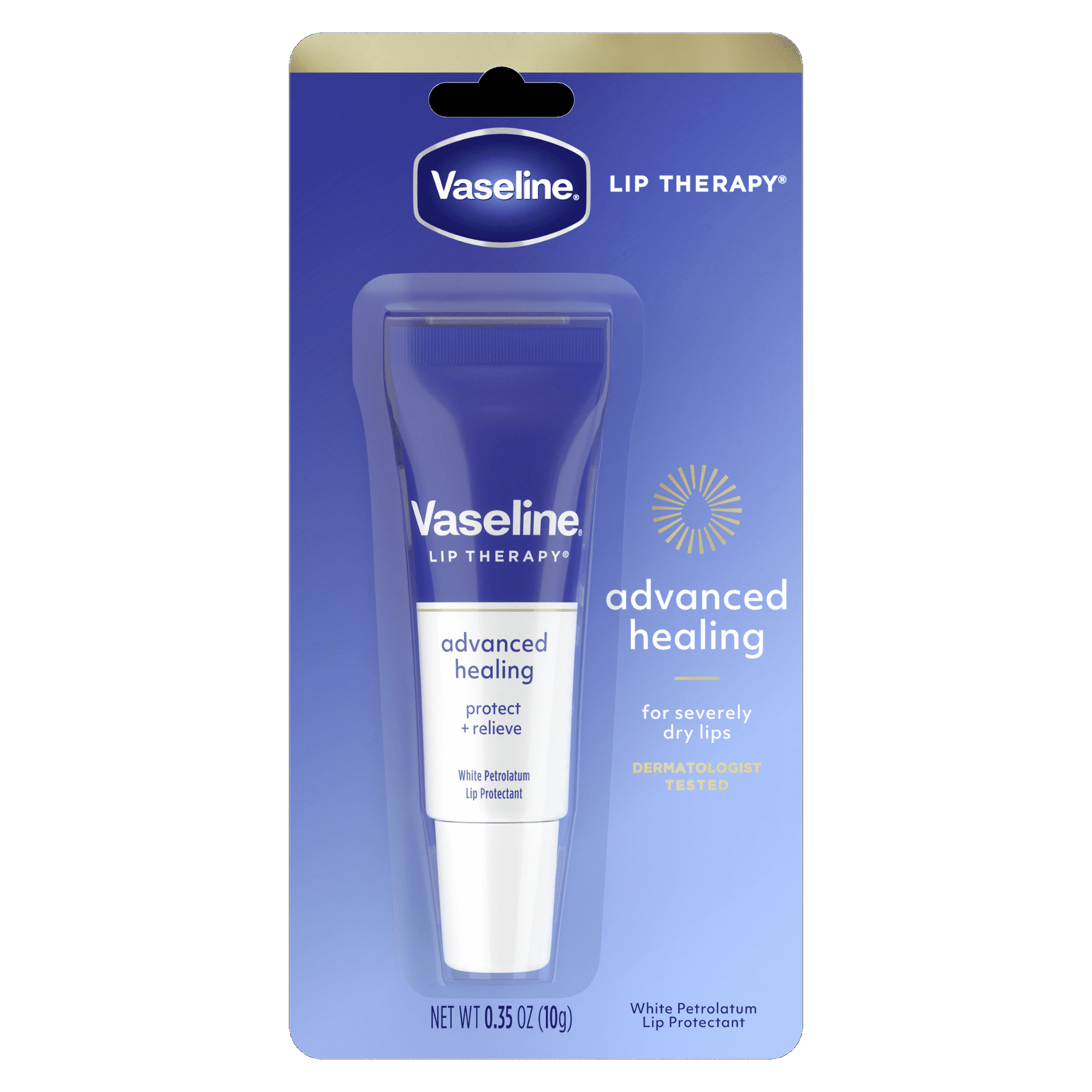 Vaseline Lip Therapy Lip Balm Tube For Healthier Looking Lips Advanced Healing Moisturizer For Dry Lips, 0.35 oz