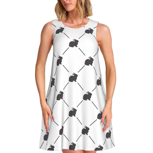Disketp Black Rabbit para Vestido sin Mangas para Mujeres, Vestidos de Verano para Mujeres, Casual y Holgado para la Playa