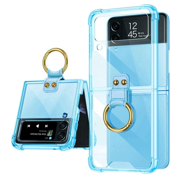 Dteck Case For Samsung Galaxy Z Flip 4 5g Shockproof Rubber Clear Ring Holder Tpu Kickstand Transparent Cover For Galaxy Z Flip4 22 Blue Walmart Com
