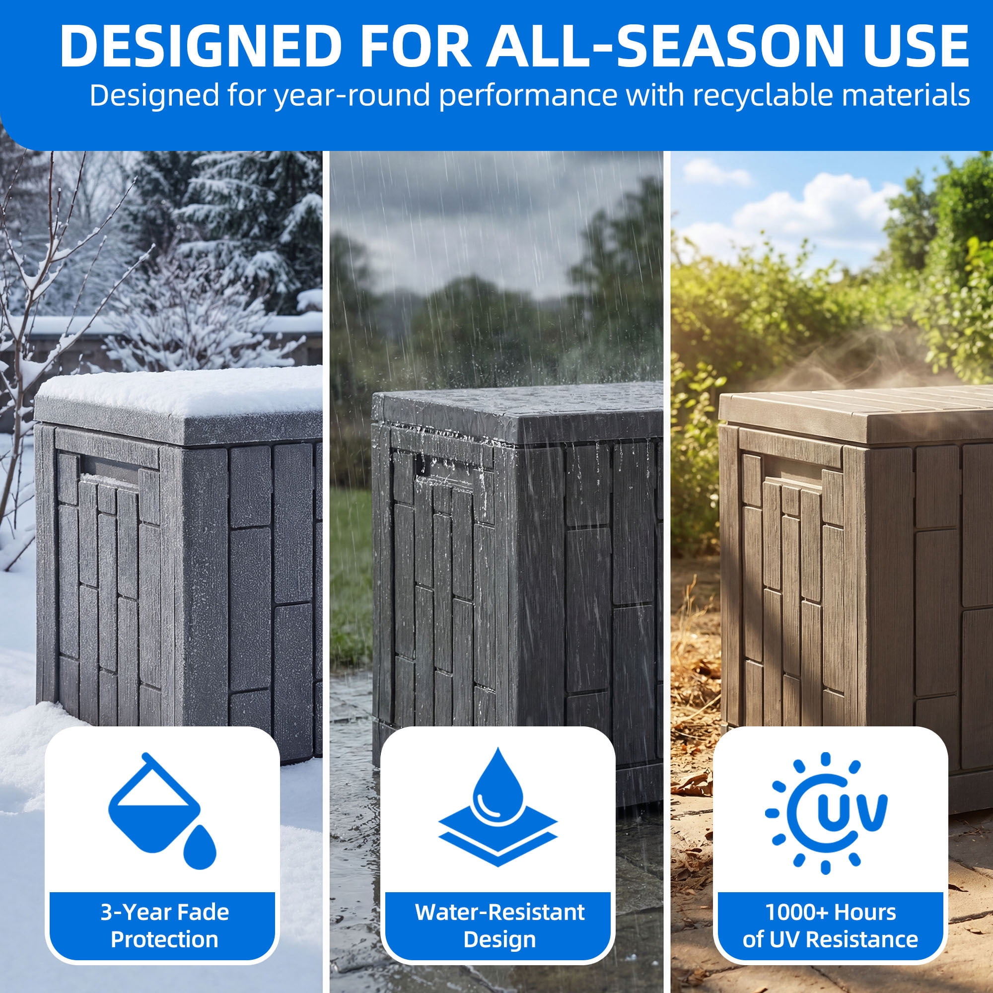 Dextrus 60 Gallon Weatherproof Rattan Deck Box, Heavy-Duty Resin Outdoor Storage Box with Slide-Locking Lid, Lockable Multi-Purpose Organizer for Patio, Garden and Home Essentials, Light Brown