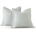 thumbnail image 6 of Pack of 2 Light Blue Pillow Covers 20x20 Inch Striped Farmhouse Couch Spring Throw Pillow Covers with Fringe Chic Cotton Decorative Cushion Covers for Sofa Living Room Bed Outdoor Home Decor, 6 of 15