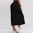 thumbnail image 4 of Women’s Casual Loose Fit Cargo Skirt High Waist Drawstring Elastic Waistband Long Skirt with Pockets for Daily Wear Black L, 4 of 5