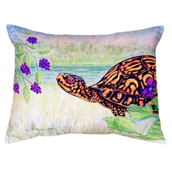 Betsy Drake Interiors Turtle & Berries No Cord Pillow 16x20