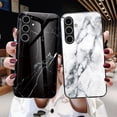 thumbnail image 6 of Case Compatible with Samsung Galaxy S24 FE, Marble Pattern Temepered Glass Design Scratch-Resistant, TPU Bumper Shock-Proof Anti-Drop Protection, Frame Slightly Convex Protection Case, White, 6 of 9