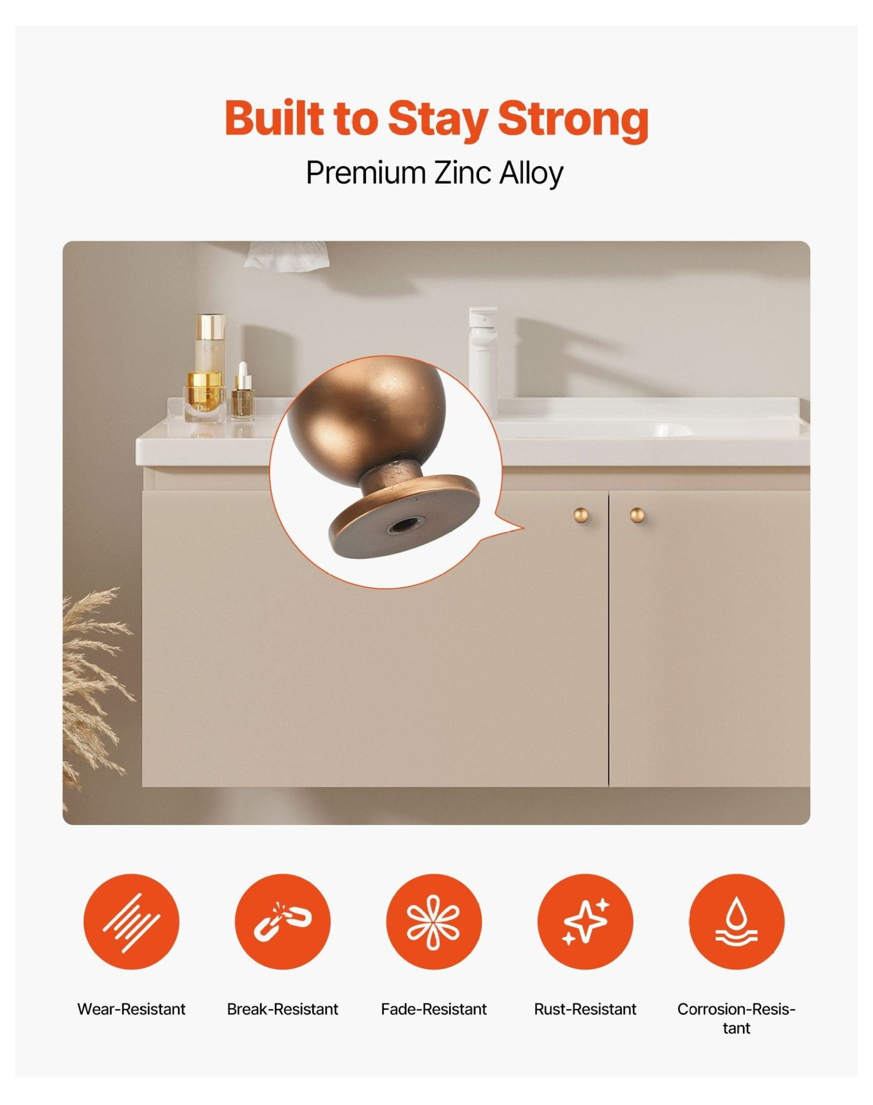 Cabinet Knobs 12 Pack, 0.98 Inch Brass Drawer Pulls, Round Kitchen Cabinet Hardware, Solid Door Handles for Bathroom, Closet, Dresser - Antique Finish