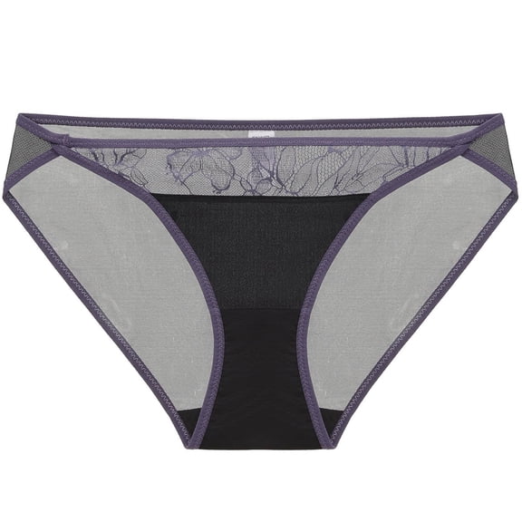 VONCOS Womens Lace Panties Mid Rise Bikini Seamless Feel No Show Underwear Comfortable Everyday Purple,Size M