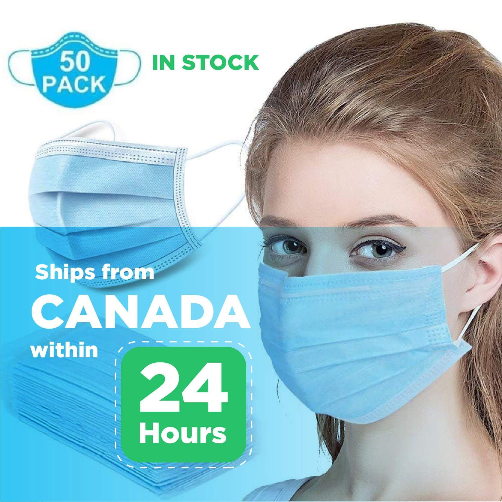 SHIP NOW Disposable 3Layer Protective Earloop Face Masks (50pcs) Walmart Canada