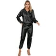 thumbnail image 1 of JanJean Ensemble de Sauna en PVC pour Adulte, Robuste, Perte de Poids, Survêtement Léger, Veste à Capuche et Pantalon, Noir, P, 1 of 7