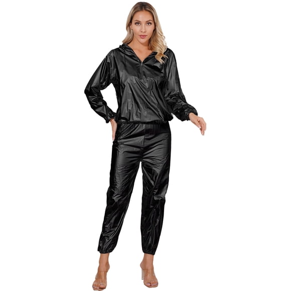Aislor Sauna Suit for Women Heavy Duty Sauna Suit Women Men Weight Loss Exercise Gym Fitness Workout Sweat Suits Black M