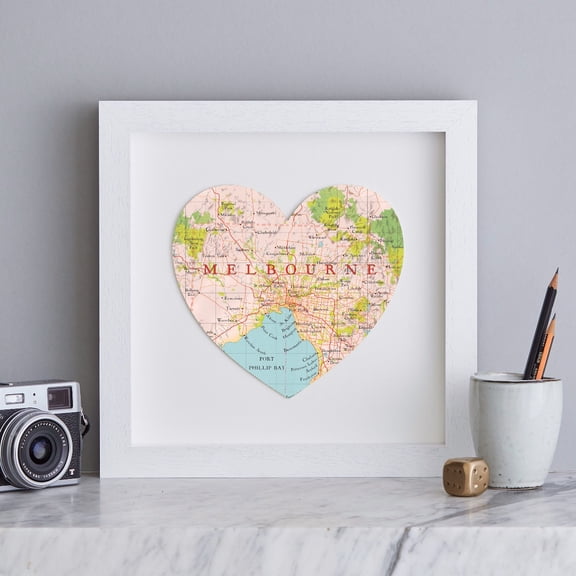 Melbourne map heart print