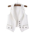 thumbnail image 2 of APEXFWDT Women’s Plus Size Cropped Denim Vest V-Neck Button-Up Vest with Pocket Blazer-Style Crop Jacket，XXL,White, 2 of 4