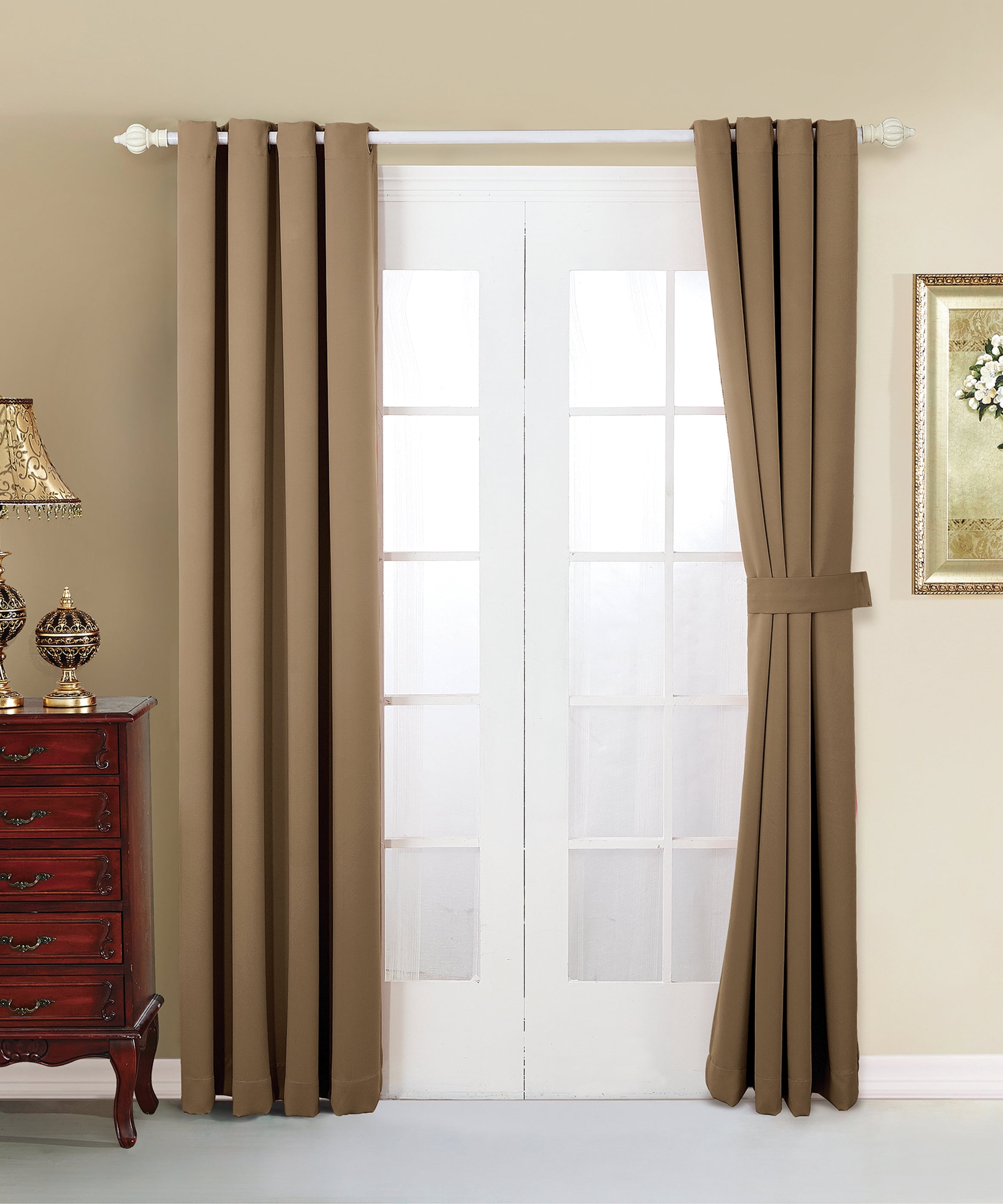 Home Soft Things Solid Blackout Curtains/Drapes Thermal Insulated Grommet Darkening Curtains, 2 Curtains and 2 Tiebacks Set - Amphora - 54 x 84 inches