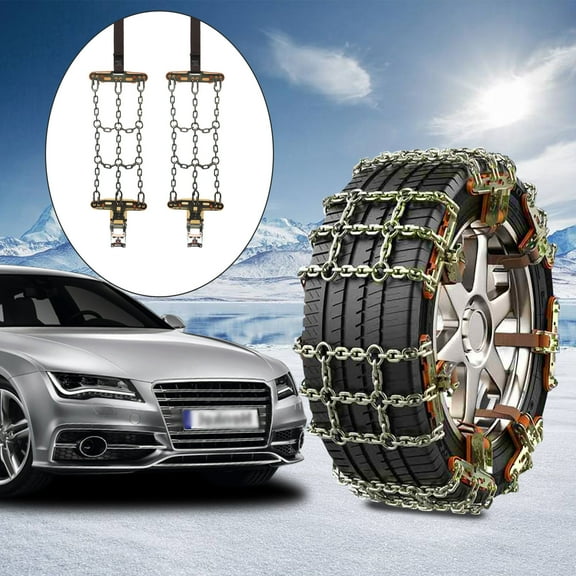 Euaioeiu Heavy Duty Snow Chains for Cars Trucks SUVs, Manganese Steel Rust-Proof Traction, Adjustable Fit 165-265mm Tire Width, for Winter Ice Mud Off-Road Safety