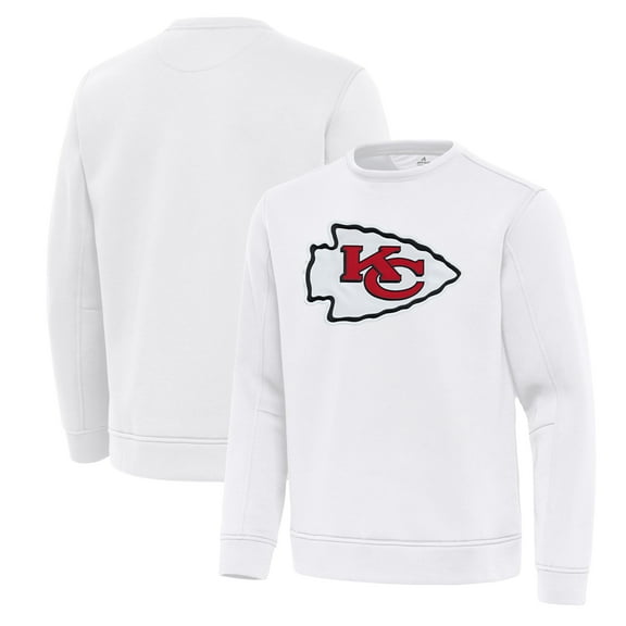 Men's Antigua White Kansas City Chiefs Relevant Lightweight Pullover Sweatshirt