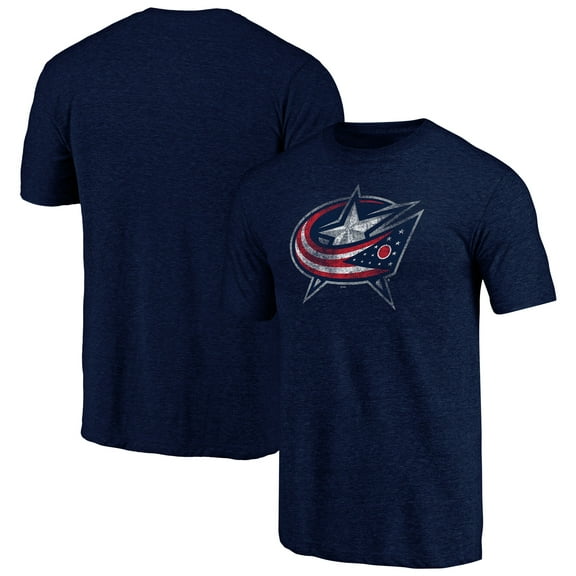 Men's Navy Columbus Blue Jackets Distressed Team Logo Tri-Blend T-Shirt