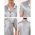 thumbnail image 5 of Unique Bargains Men's Sleepwear Short Sleeve Top and Pants Satin Pajama Set L Gray, 5 of 5