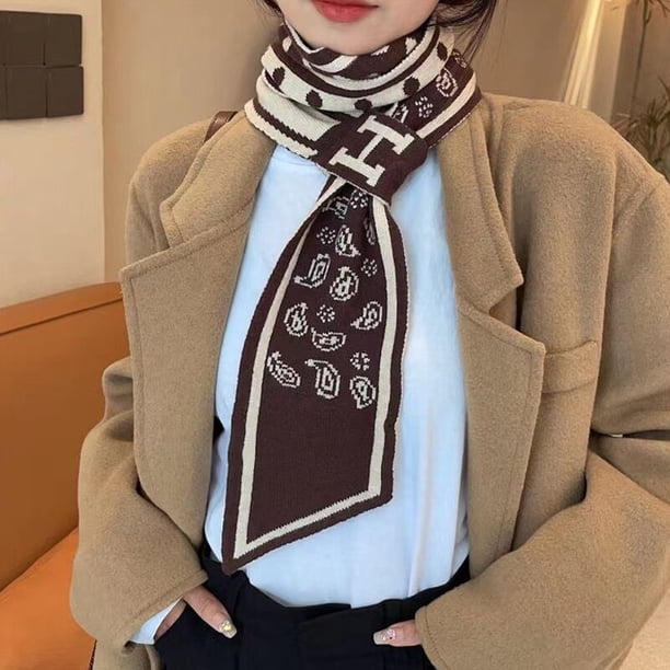 Bufanda de punto de combinación completa de moda de otoño e invierno, bufanda decorativa de lana pequeña, orejas pequeñas tejidas
