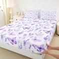thumbnail image 4 of Erosebridal Kawaii Purple Butterflies Full Size Sheets,Rustic Lavender Blossom Bed Sheets For Girl 4-Piece, 4 of 6
