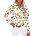 thumbnail image 5 of Womens Halloween Graphic Shirts Pumpkin Witch Print V Neck Tops | 2026 Casual Fall 3/4 Sleeve T Shirts,Funny Halloween Graphic Costume,Fall Festival Events,Halloween Party,Happy Halloween, 5 of 7