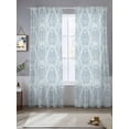 thumbnail image 2 of Blue Ethnic Sheer Curtains 96 Inch Length 2 Panels Set, Vintage Country Medallion Printed Flower Voile Window Treatment Semi Sheer Long Curtains Drapes for Bedroom/Living Room/Kitchen 52"x96"x2, 2 of 7