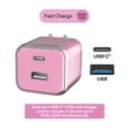thumbnail image 3 of onn 32W Dual-Port USB-C & USB-A Wall Charger, Fast Charging, USB-IF Certified, Foldable Plug, Pink – Compatible with iPhone, iPad, AirPods, Samsung Galaxy, Note, Pixel & More, 3 of 8